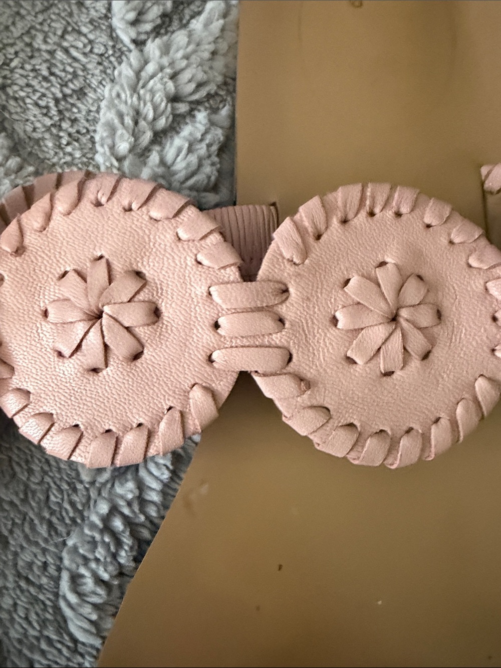 Jack Rogers Two-Tone Pink & Cream Leather Circle Sandals - Picture 4 of 6